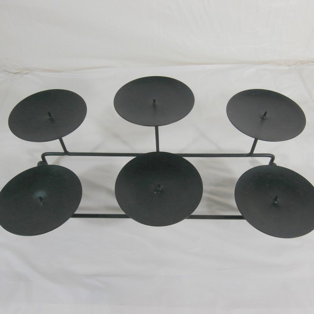 Metal 6 Candle Holder Position Changeable Black